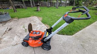 Husqvarna Lawn Xpert LE-322 being tested in writer's yard