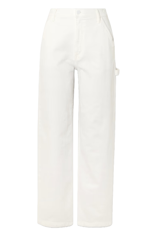 Mother The Stud Finder Sneak High-Rise Straight-Leg Jeans in white