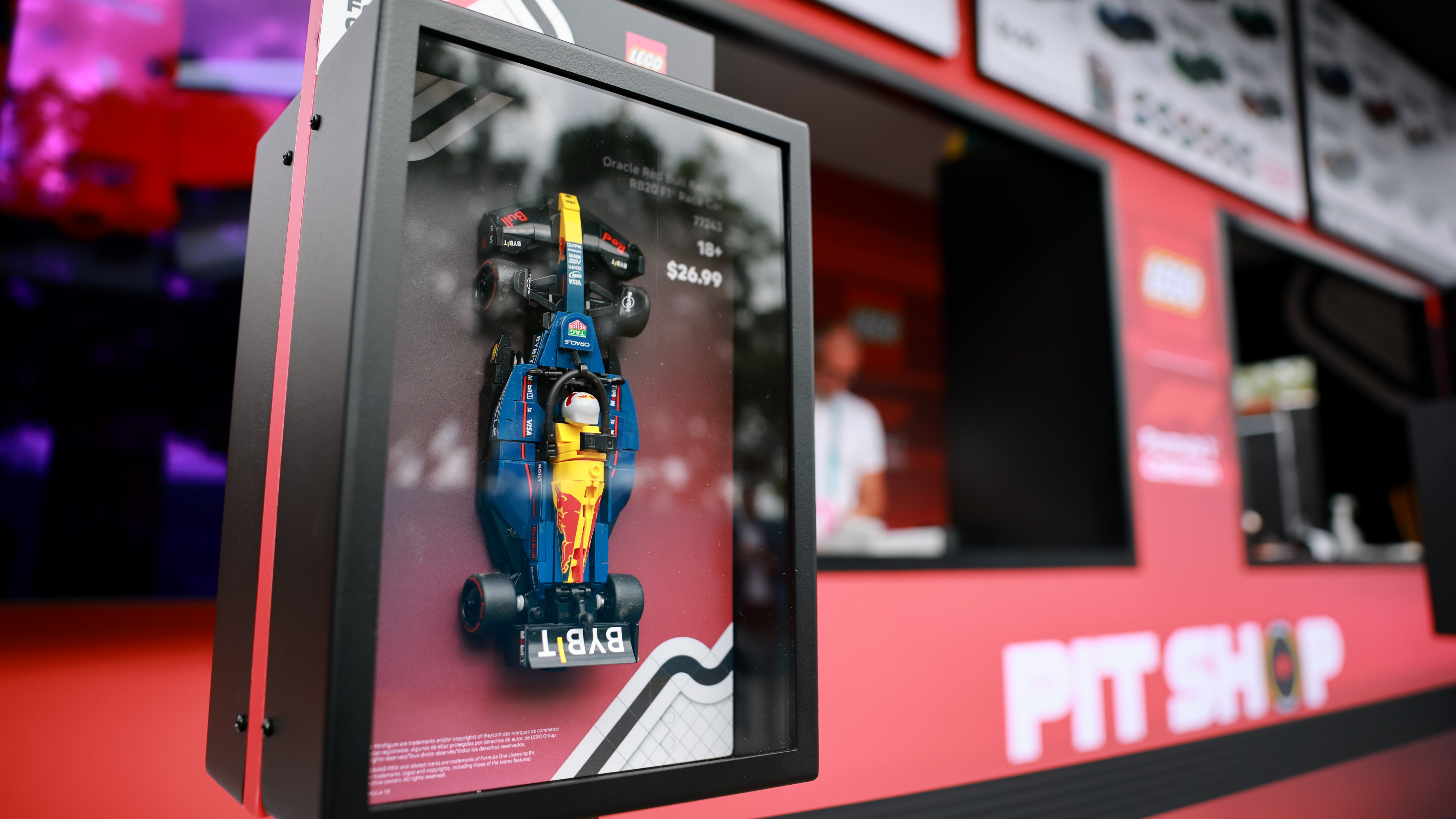 A small Lego Red Bull F1 car