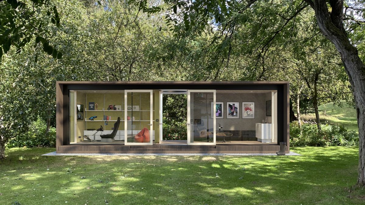 modern garden room with office and living room