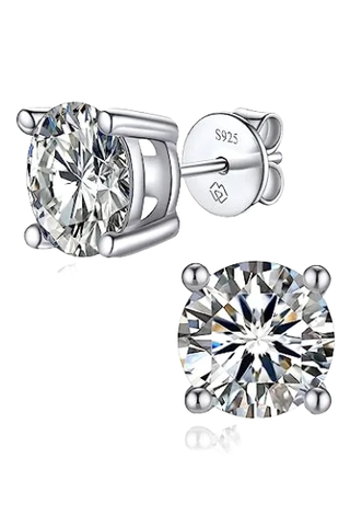 Momentwish Stud Earrings for Women,1carat Moissanite Earrings, D Color Vvs1 Simulated Diamond 925 Sterling Silver Solitaire Earrings