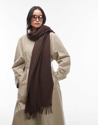 & Other Stories Premium Wool Oversized Scarf in Brown