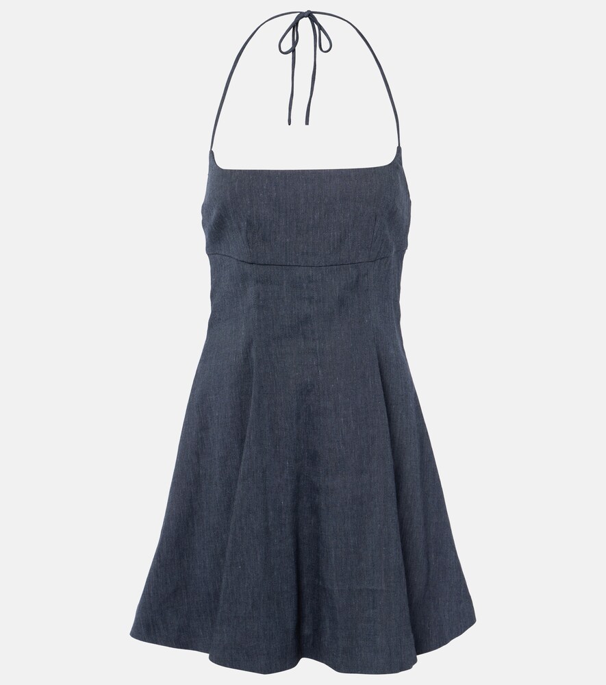 Leone Linen-Blend Denim Minidress