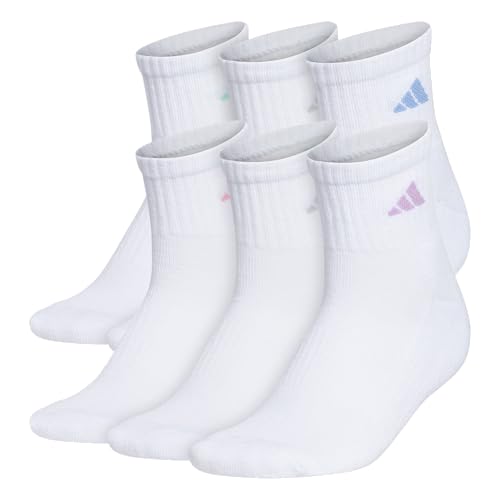 Adidas Women's Athletic Cushioned Quarter Ankle Socks 6 Pairs