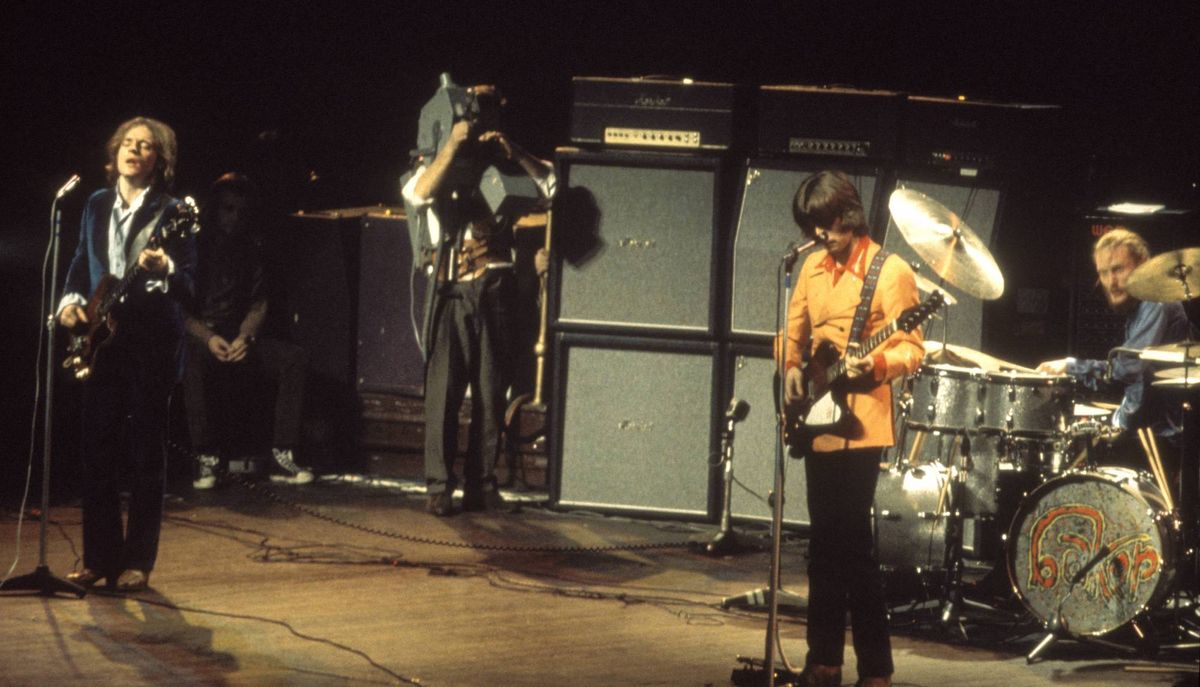 (from left) Jack Bruce, Eric Clapton, and Ginger Baker perform live at the Royal Albert Hall in London on November 26, 1968