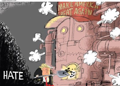 Political Cartoon U.S. Trump MAGA Machine Powered by Hate