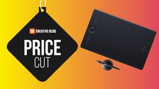 a product shot of the Wacom Intuos Pro tablet on a colourful background with the words price cut 