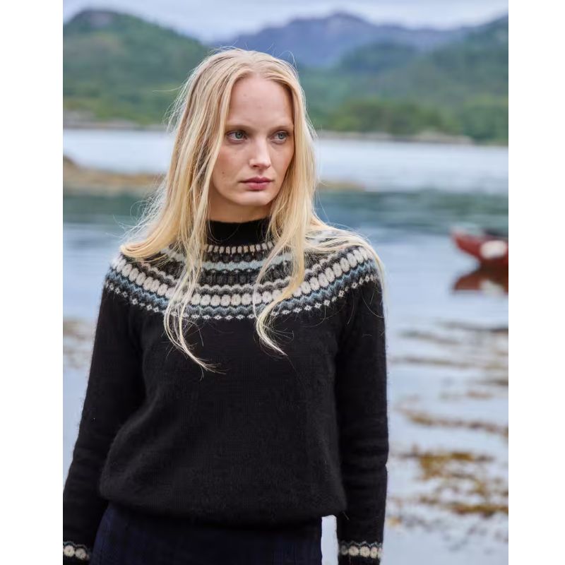 Alpaca Fair Isle Yoke Jumper on model 