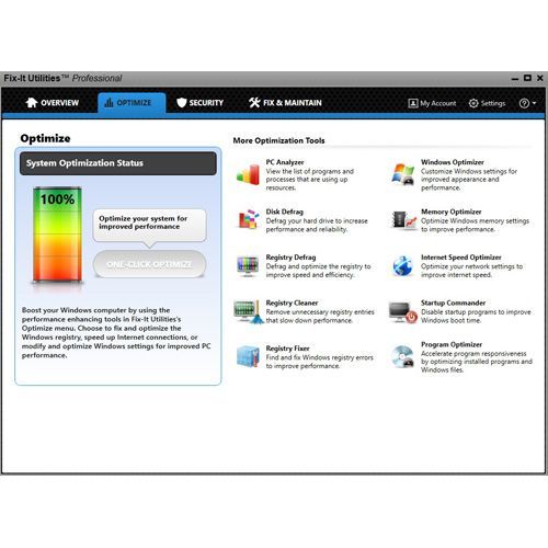 Avanquest Fix-It Utilities Pro shows that your computer is fully optimized.