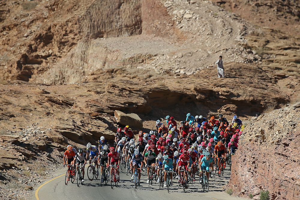 The peloton in action during the last day in Oman.