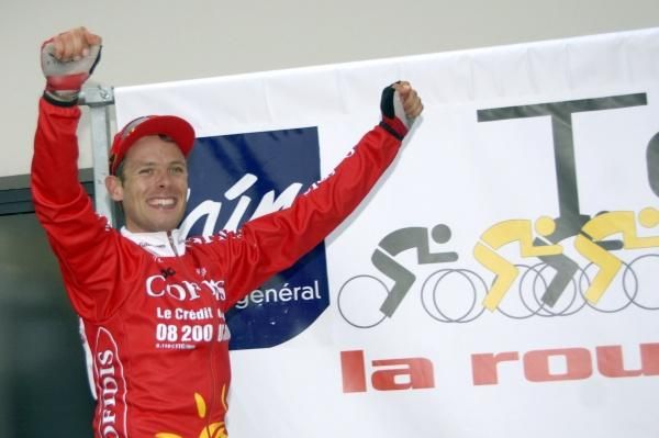 Micka&euml;l Buffaz is presented after taking out stage one in St. Denis les Bourg.
