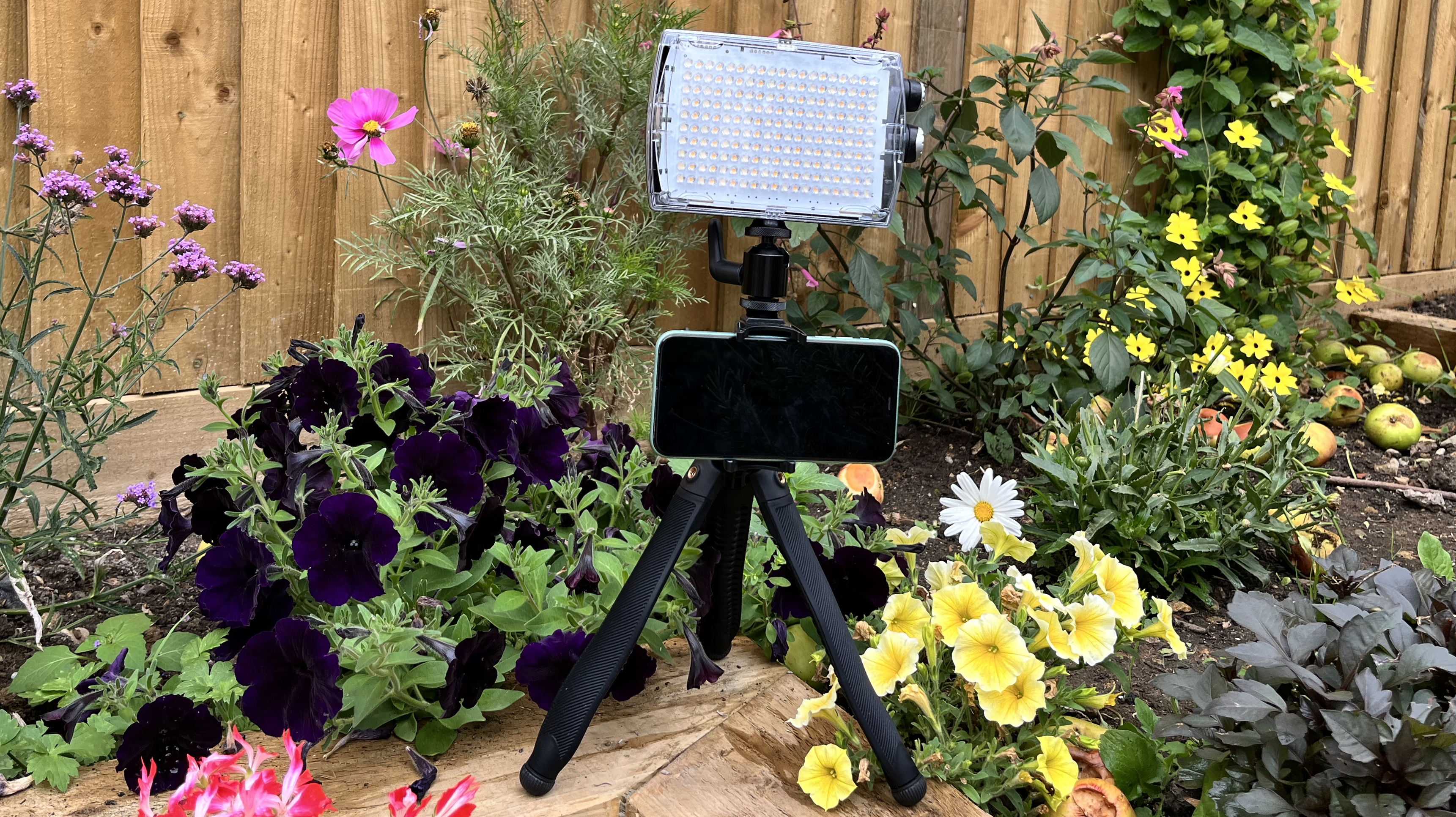 Freewell Vlogpod supporting phone and light panel