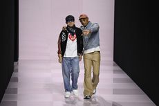 Pharrell Williams and Nigo take their bow at the end of Louis Vuitton A/W 2025 menswear show