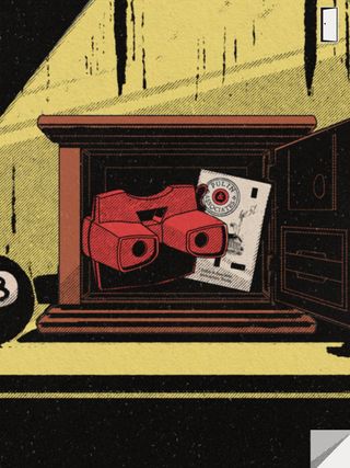 Your House indie game interview; an illustration depicts a vintage-style cabinet with a red 3D viewer inside, set against a yellow backdrop