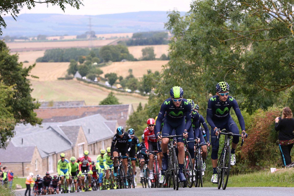 Alex Dowsett doing a shift at the front for Movistar