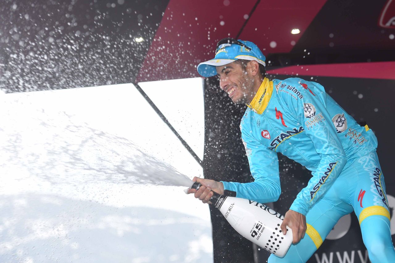 Fabio Aru on his first of two trips to the podium
