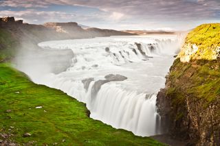 Gullfoss waterfall in Iceland in the summer.