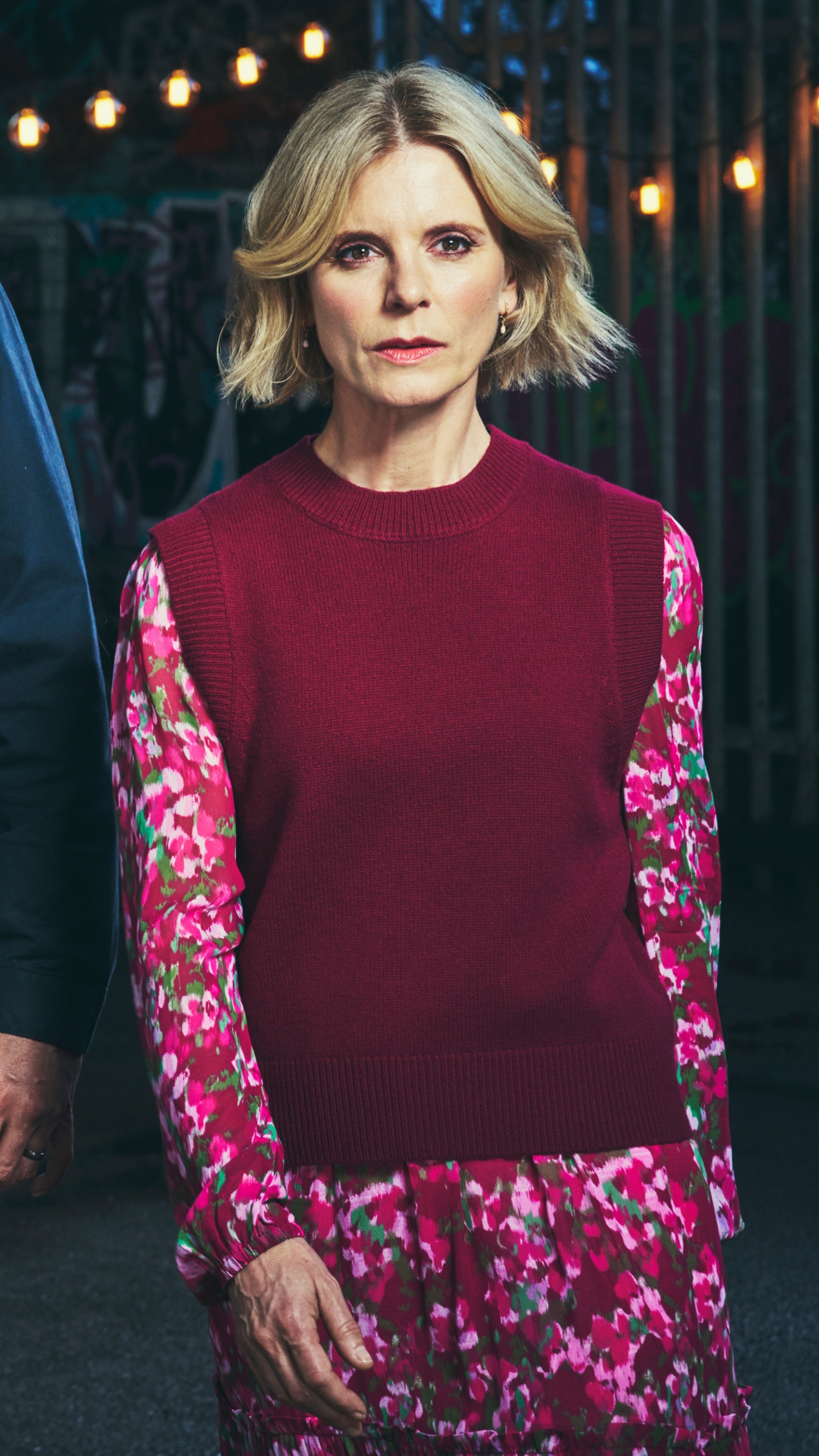 Nikki Alexander (EMILIA FOX) wearing a knitted vest and dress in Silent Witness season 29