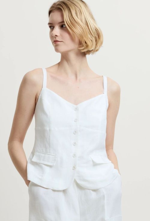 Cooper Linen Tailored Button Front Cami Top