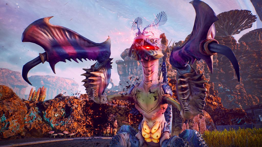 Promotional screenshot of a mantis queen in The Outer Worlds