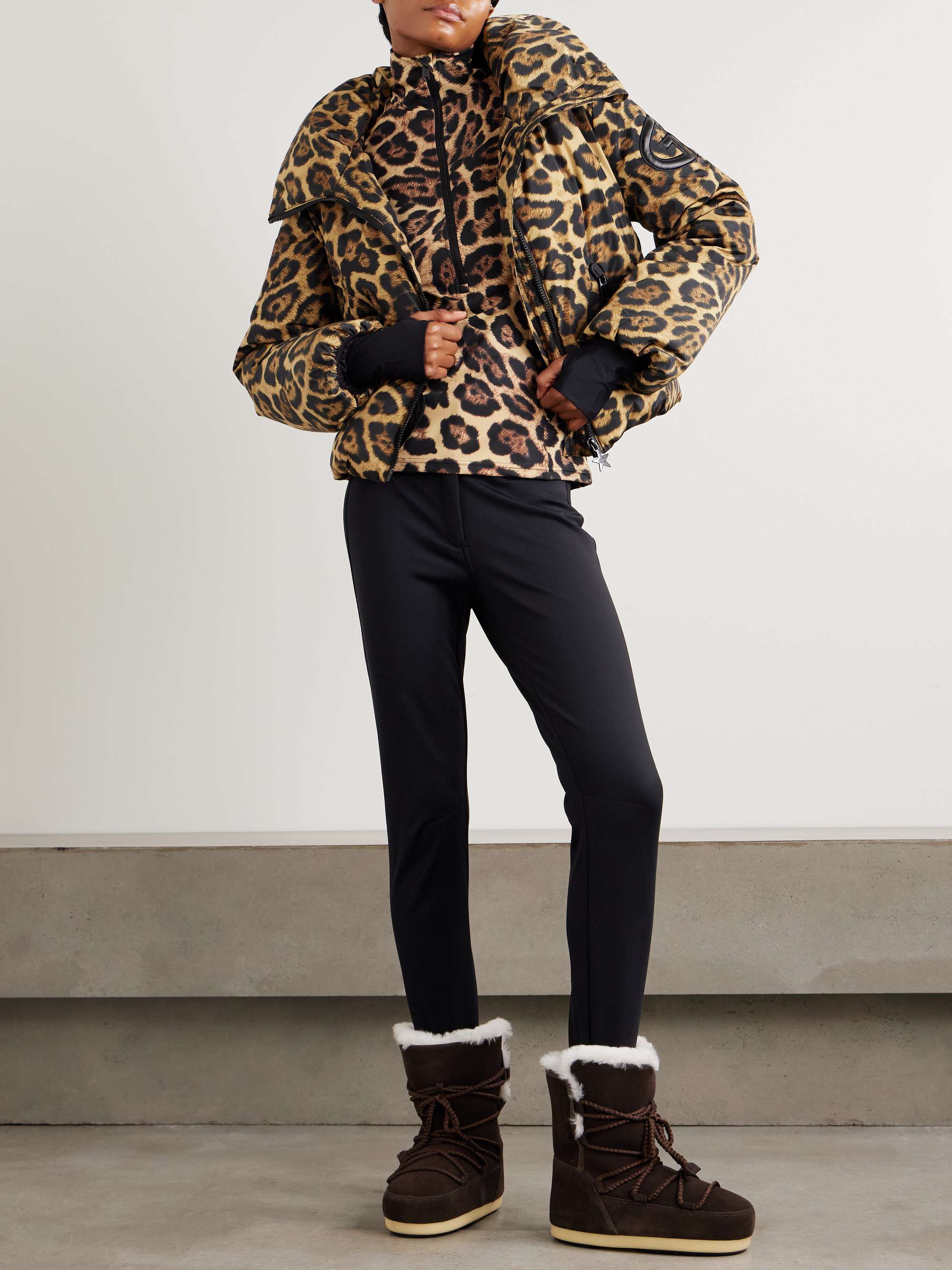 Pantera Leopard-Print Hooded Padded Recycled Down Ski Jacket