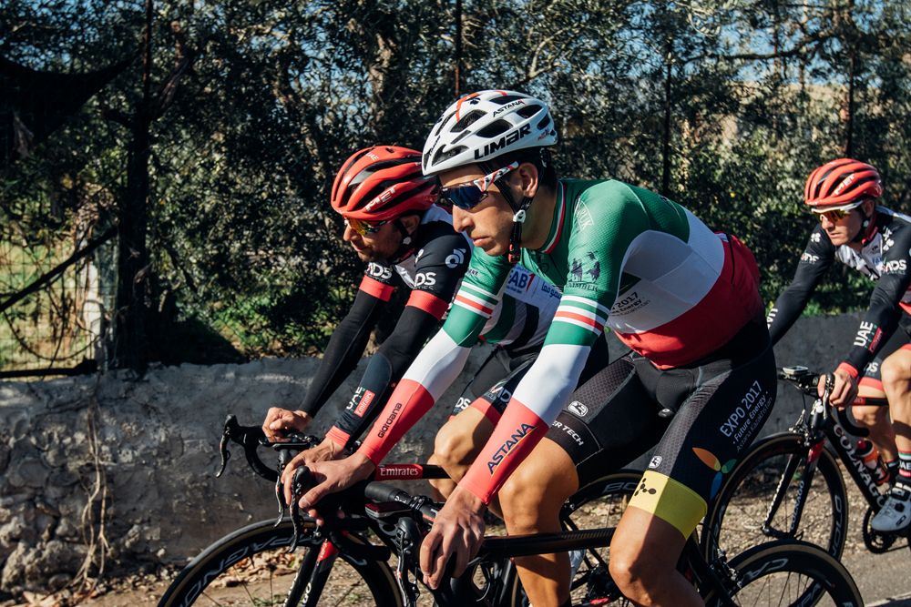 Fabio Aru was sporting his Astana kit, which is a must until January 1