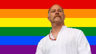 Roddy Bottum with a Pride flag