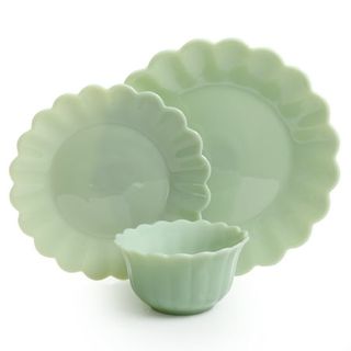 Pioneer Woman Timeless Beauty Jade Glass 3 Piece Dinnerware Set