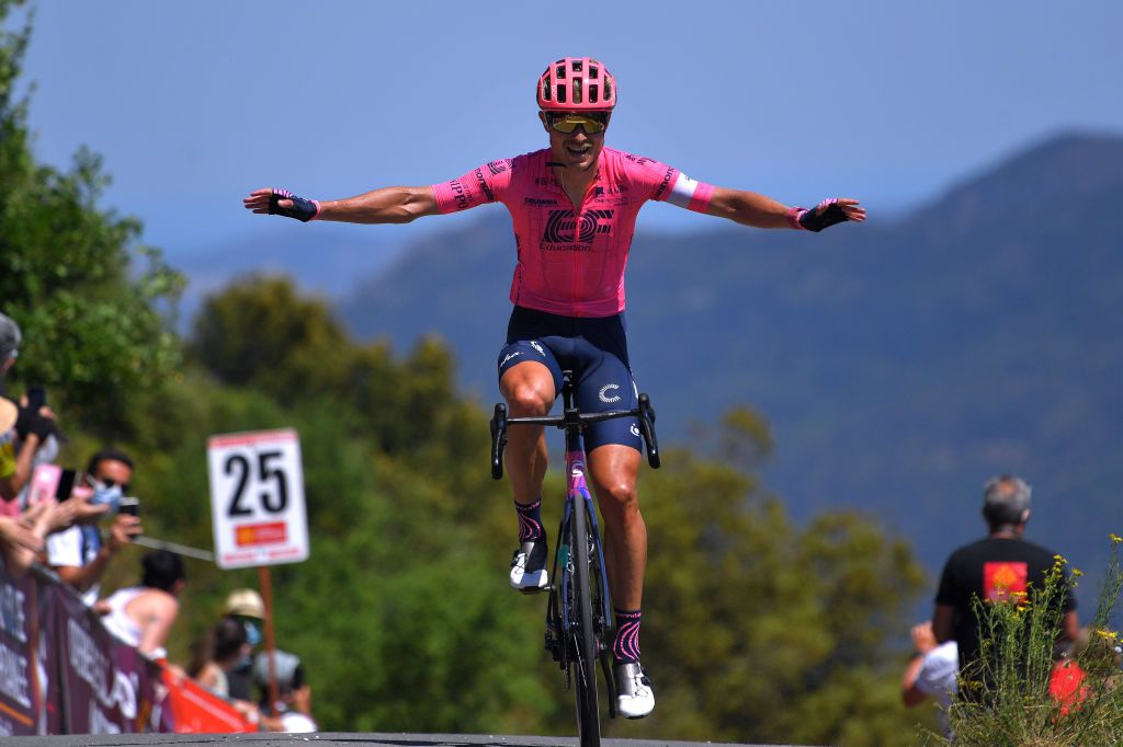 DUILHACSOUSPEYREPERTUSE FRANCE JUNE 13 Magnus Cort Nielsen of Denmark and Team EF Education Nippo celebrates at arrival during the 45th La Route dOccitanie La Depeche Du Midi 2021 Stage 4 a 1512km stage from Lavelanet Pays dOlmes to DuilhacsousPeyrepertuse 648m RDO2021 RouteOccitanie on June 13 2021 in DuilhacsousPeyrepertuse France Photo by Luc ClaessenGetty Images