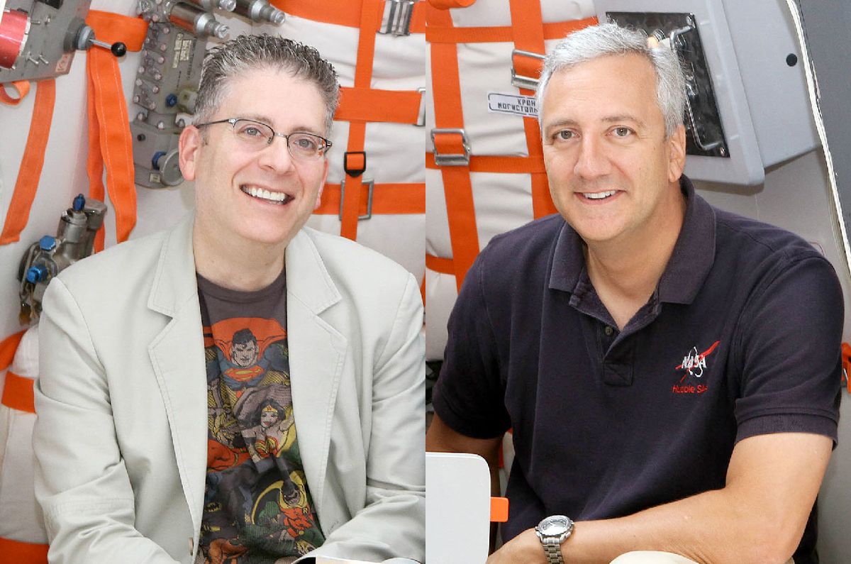 &quot;The Big Bang Theory&quot; co-creator Bill Prady (left) and former NASA astronaut Mike Massimino, seen here seated in the sitcom&#039;s Soyuz spacecraft set, have reunited to develop a new comedy.