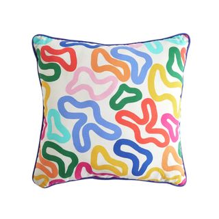 A multicoloured outdoor cushion
