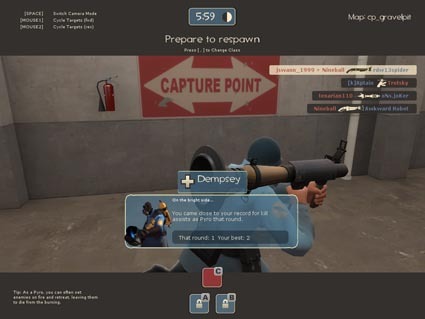 The top right corner of the game screen shows you who's killing who, with icons that explain how each player was killed.
