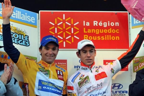Borut Bozic (Vacansoleil) and Arnaud Molmy (Team Roubaix-Lille M&eacute;tropole) on the podium
