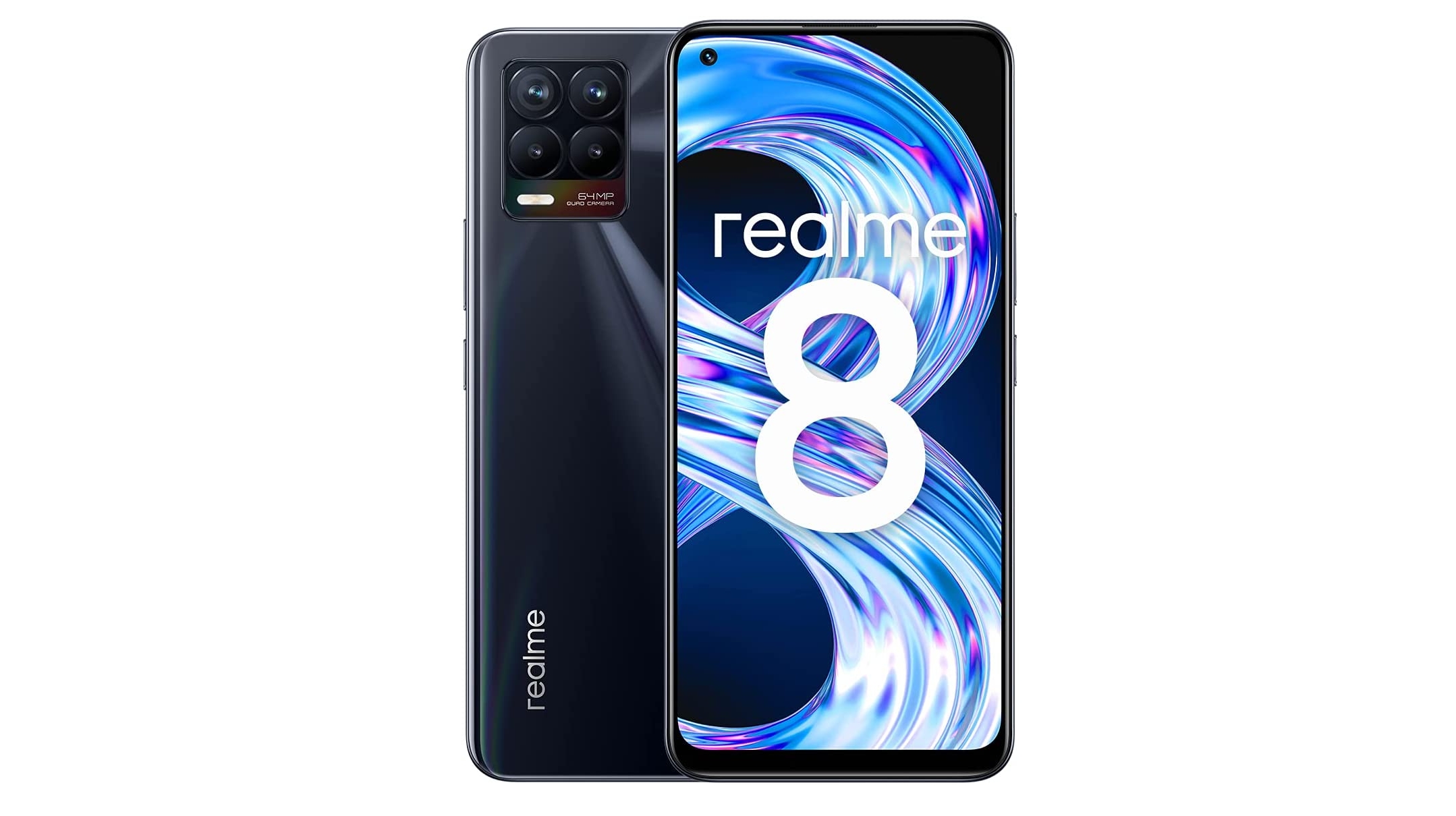 A Realme 8 against a white background