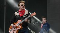 Brian Setzer of Stray Cats, perform on stage during the 31st Eurockeennes rock music festival in Belfort, eastern France, on July 7, 2019.