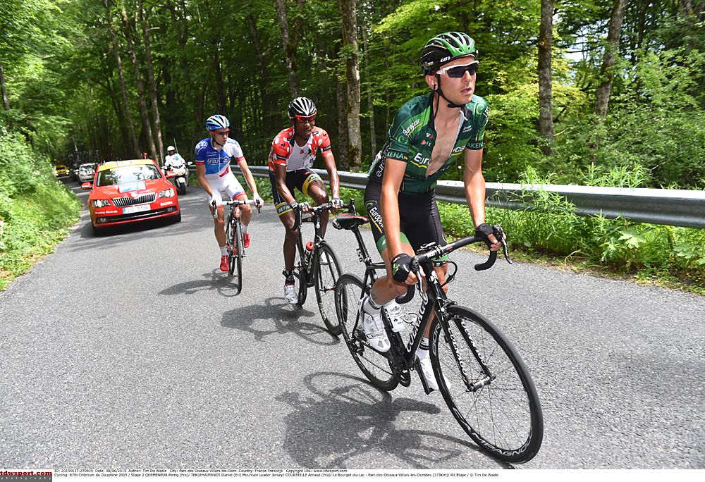 Europcar's Perrig Quemeneur leads the breakaway