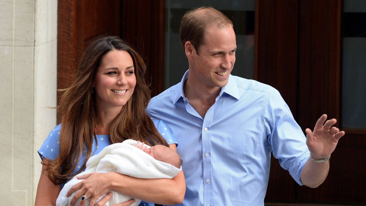 Prince William and Kate Middleton with newborn Prince George