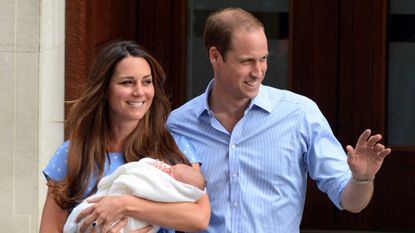 Prince William and Kate Middleton at the Lindo Wing after Prince George's birth