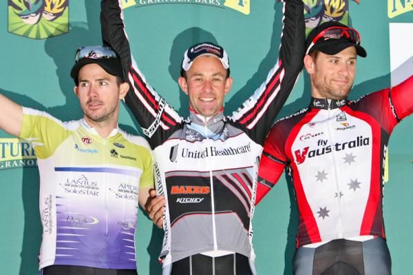 Today's top three with Ben Kersten (Fly V Australia) third, Ken Hanson (Team Type 1) second and Hilton Clarke (UnitedHealthcare pb Maxxis) first.