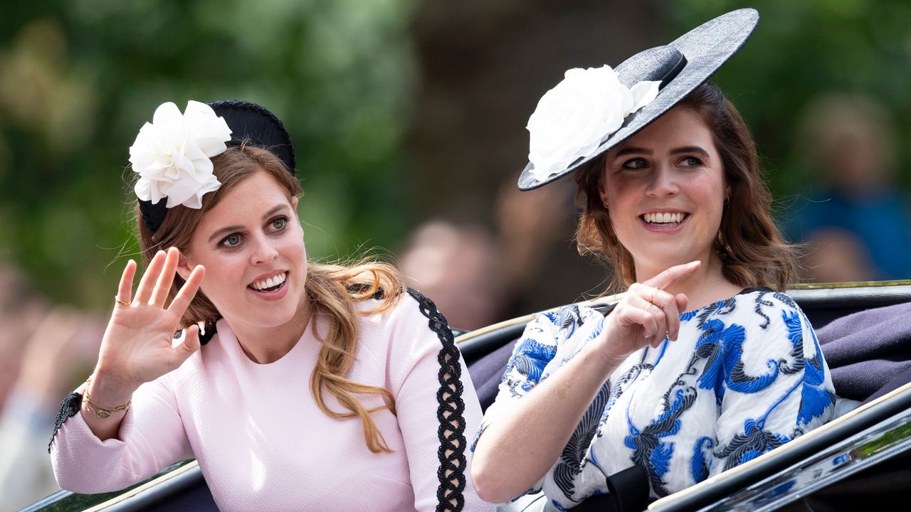 Princess Eugenie and Princess Beatrice during Trooping The Colour, the Queen&#039;s annual birthday parade, on June 8, 2019 in London, England