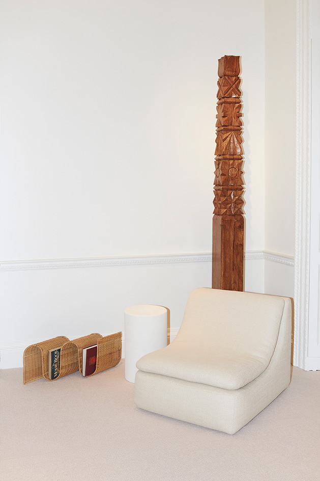 White wall with comfortable sofa