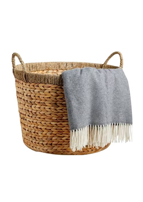 Water Hyacinth Basket With Contrast Trim