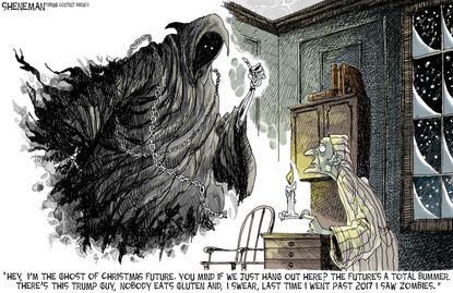 Editorial cartoon U.S. Scrooge Christmas future