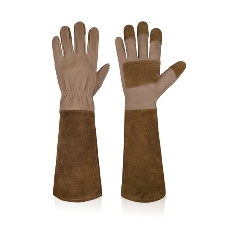 Handlandy Rose Gloves for Men &amp;amp; Women, Long Leather Gardening Gloves Thorn Proof, Best Garden Gifts &amp;amp; Tools for Gardener