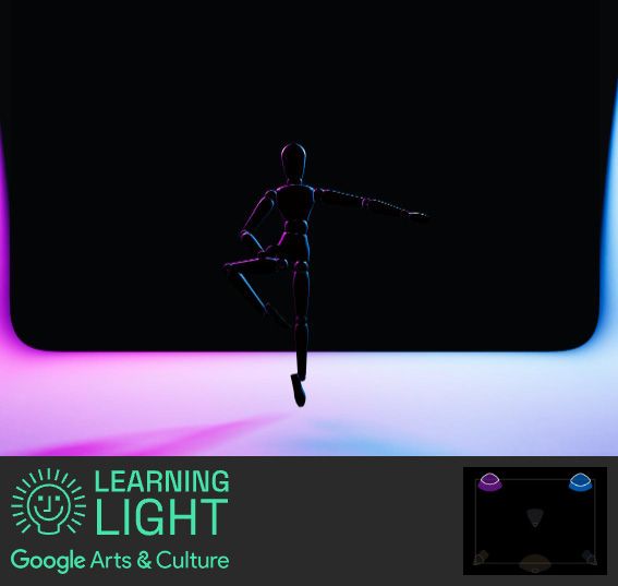 A photo saved by the Google Learning Light program with a stage setup and lighting diagram