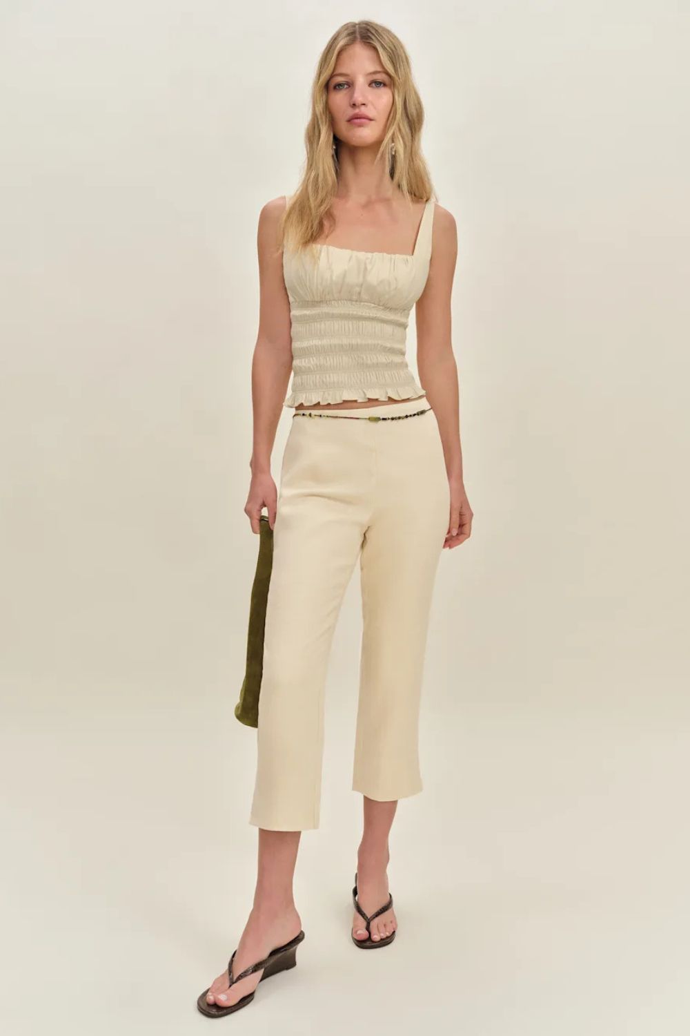 Reformation Petra Linen Low Rise Pedal Pusher Pant