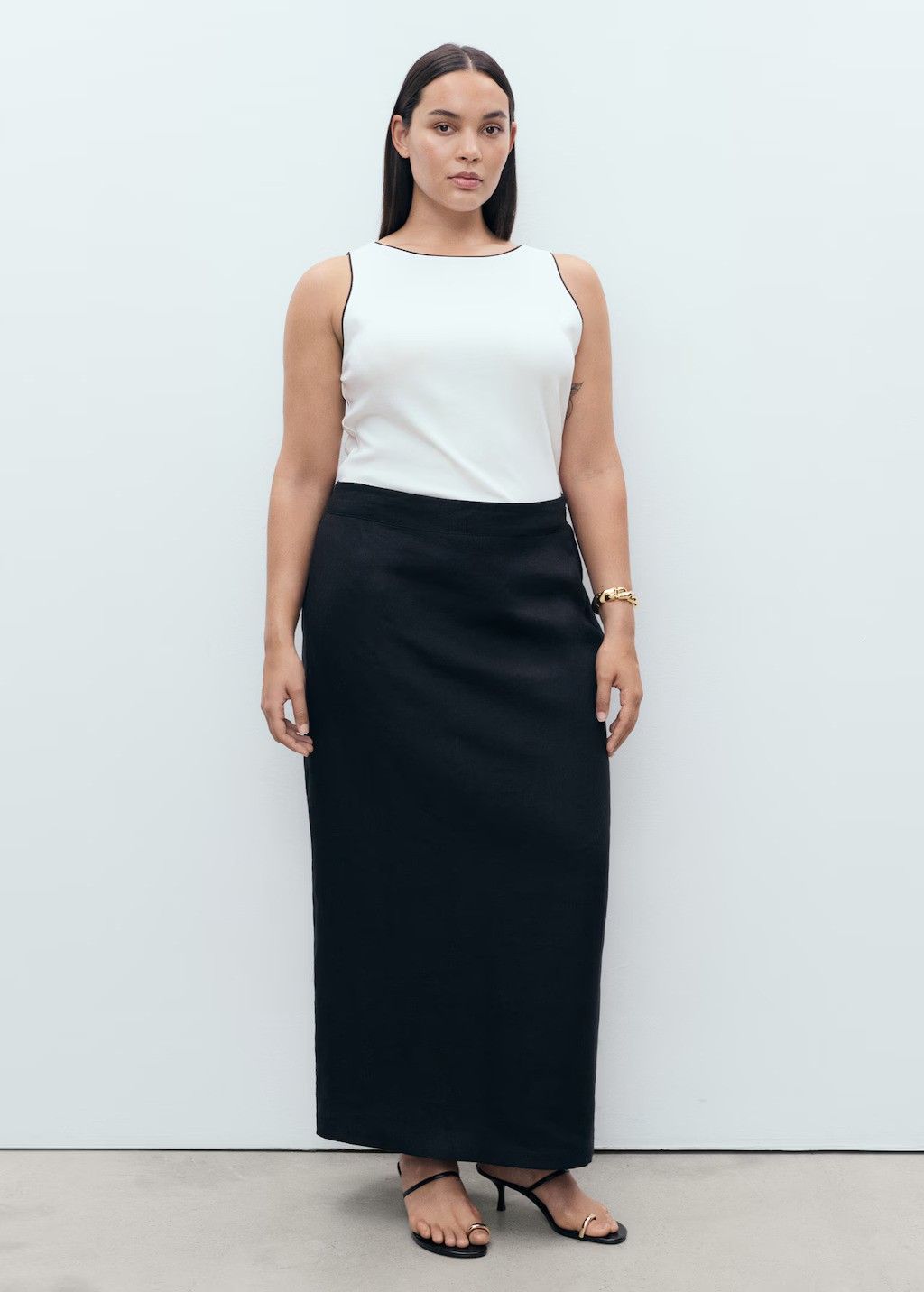 MANGO, Linen Pencil Skirt