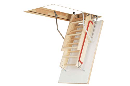 Optistep Wooden Timber Folding Loft Ladder Attic Stairs. Frame Size W70cm X L120cm H Up to 280cm &amp;amp; Insulated Hatch