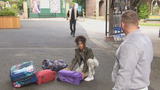 Vicky Grant with her suitcases.