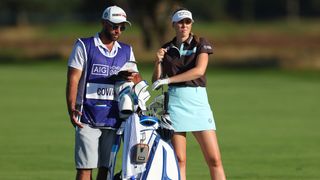 Olivia Cowan and her caddie at the AIG Women's Open